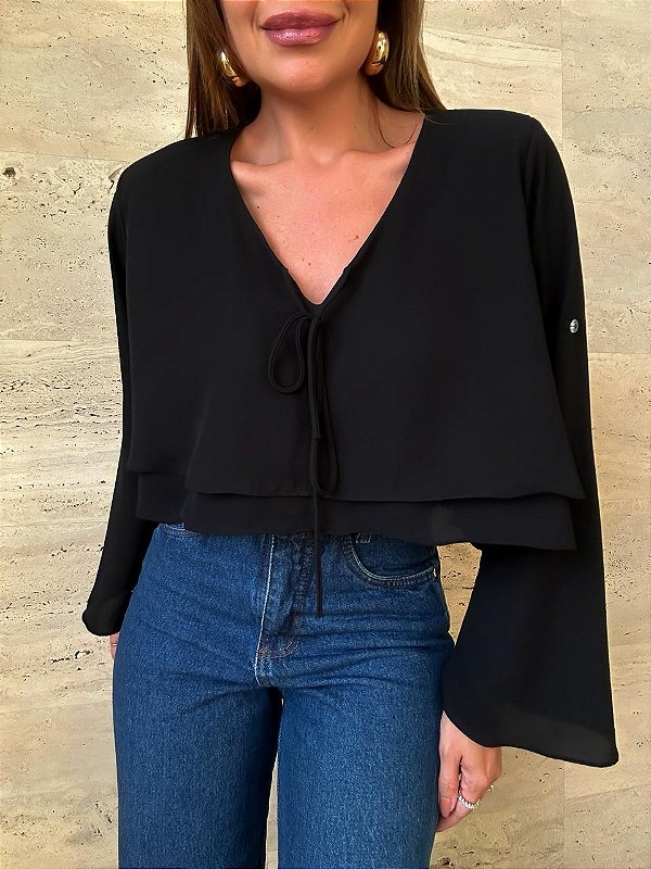Bata Cropped Talia Preta