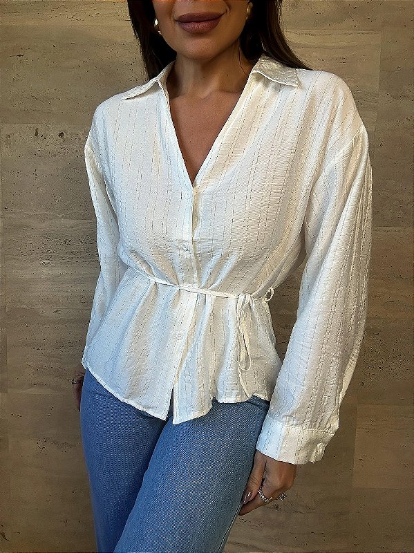 Camisa Fios Lurex Solenna Branca