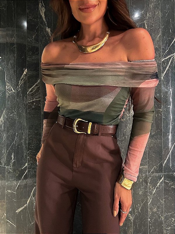 Cropped Ombro A Ombro Estampado Claire
