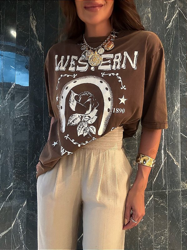 Maxi T-shirt Marie Marrom Estonado