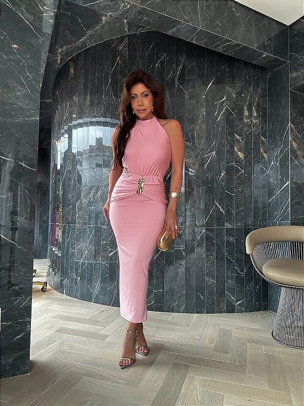 Vestido Midi Celine Rosa