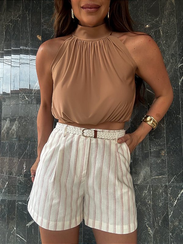 Cropped Gola Alta Jade Marrom Claro