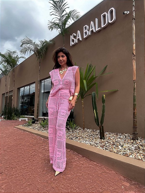 Conjunto Crochê Charlotte Rosa