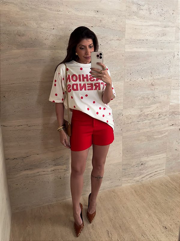 Short Alfaiataria Ginevra Vermelho