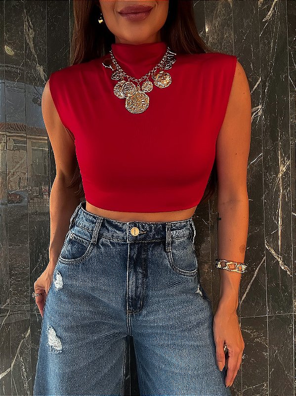 Cropped Gola Alta Victoria Vermelho