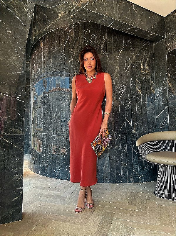 Vestido Midi Olívia Terracota