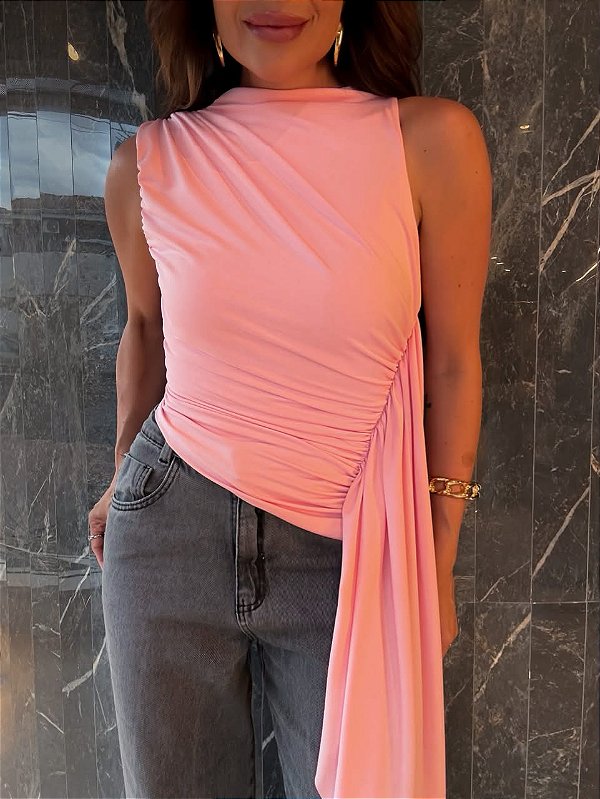 Blusa Drapeada Charlotte Rosa