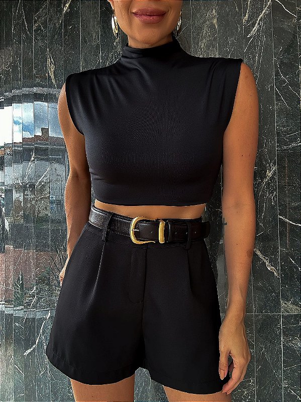 Cropped Gola Alta Victoria Preto