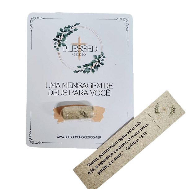 KIT C/36 CARTÕES C/ VERSÍCULOS BÍBLICOS NA CÁPSULA