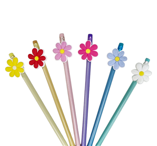 KIT C/12 LÁPIS C/ APLIQUE - FLORES
