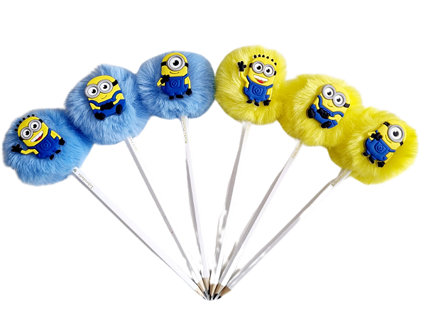 KIT C/12 LÁPIS POMPOM MINIONS