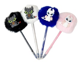KIT C/12 CANETA GLITTER C/ POMPOM COMO TREINAR O SEU DRAGÃO