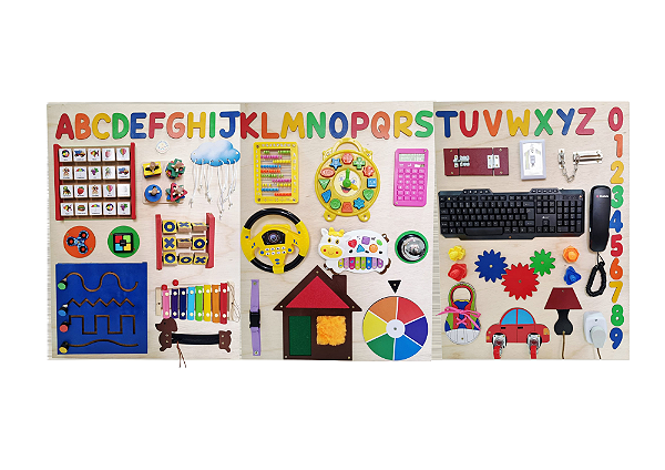 PAINEL DE ATIVIDADES SENSORIAIS MONTESSORI TRIPLO 1,80x80