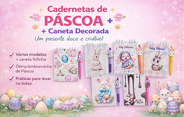 KIT C/10 CADERNETAS DE PÁSCOA C/ CANETA