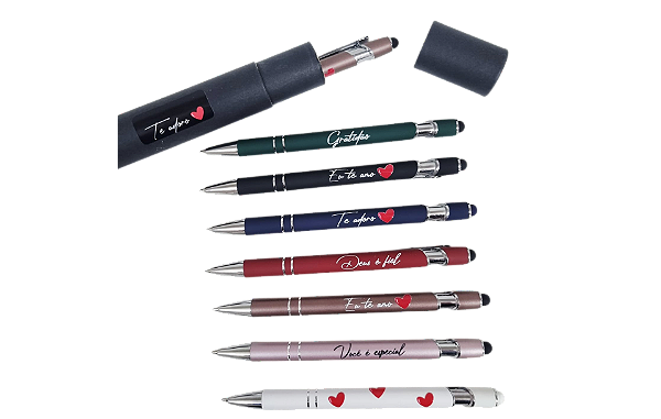 KIT C/ 6 CANETA METAL TOUCH MENSAGEM TUBO DIPLOMA
