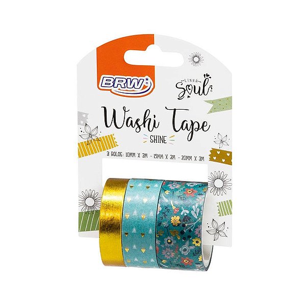 WASHI TAPE BLISTER SHINE VERDE C/3 ROLOS