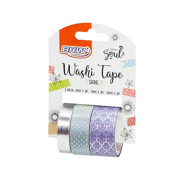 WASHI TAPE BLISTER SHINE LILÁS C/3 ROLOS