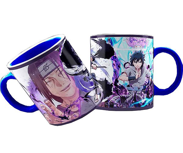 Caneca Cerâmica Alça e Fundo Coloridos Live Sub Naruto - Itachi & Sasuke