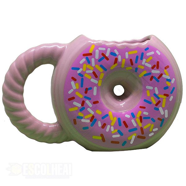 Caneca 3D Cerâmica Artesanal Esmaltada 390ml Rosquinha Donut