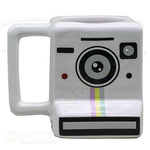 Caneca 3D Artesanal Esmaltada 400ml Câmera Fotográfica Retrô
