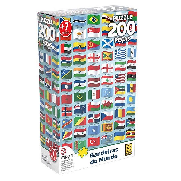 Quebra cabeça Bandeiras do Mundo 200 Peças - Grow