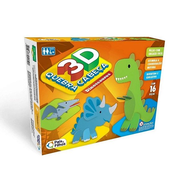 Quebra Cabeça 3D Dinossauros - Pais & Filhos