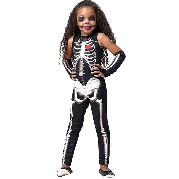 Fantasia Halloween Infantil Esqueleta