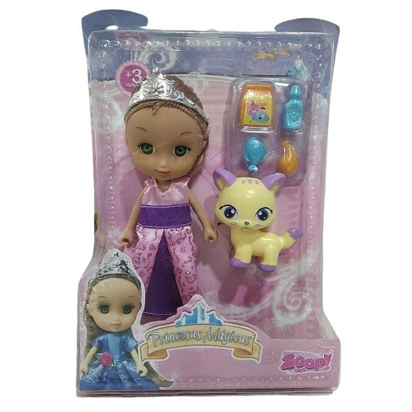 Boneca Mini Princesas Mágicas Lilás Com Bichinho - Zoop Toys