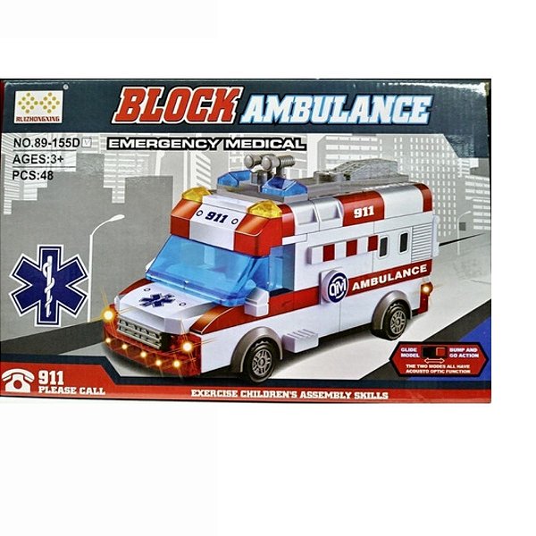 Blocos de Montar Block Ambulance Emergency Medical