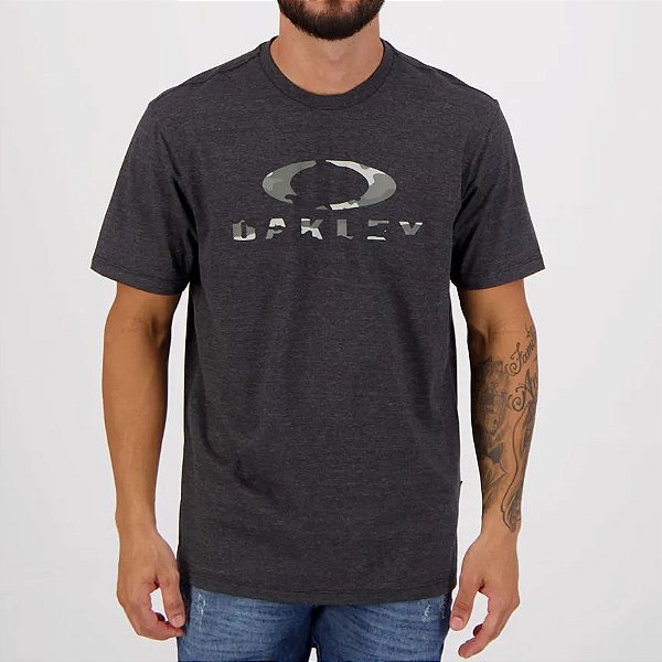 Camiseta Oakley Camo SS Cinza Escuro Mescla - Jet Black Heather