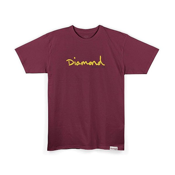 Camiseta Diamond OG Script Tee - Bordô