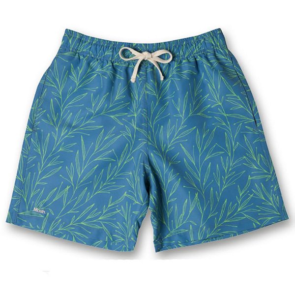 Shorts Mash Masculino Casual Estampado Folhagem Azul / Verde