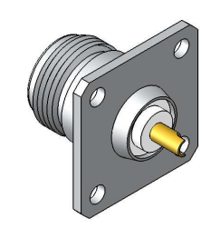 CONECTOR N 50 OHMS FÊMEA RT PAINEL BASE QUADRADA 25,40 MM  CF-108  AC031
