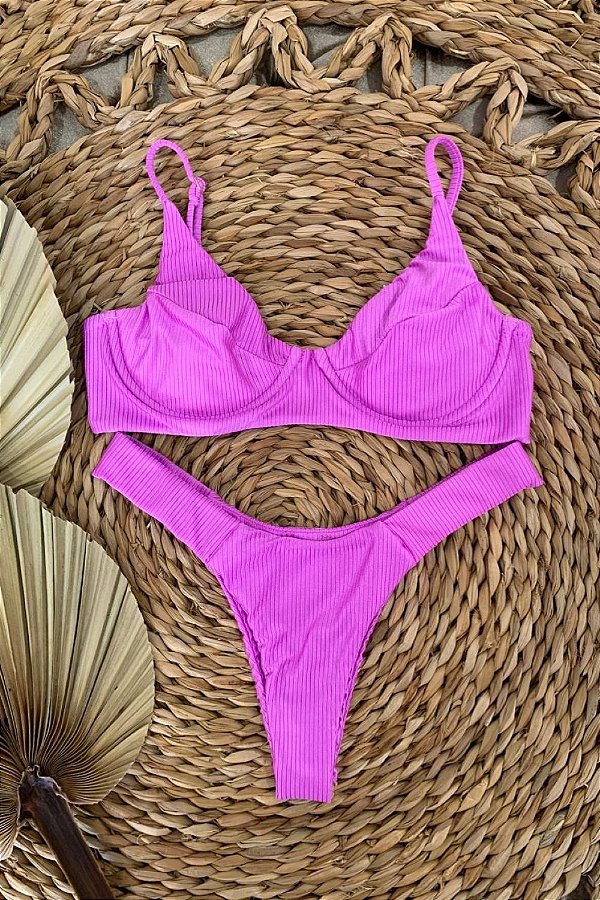 Biquini meia taça canelado Clearance