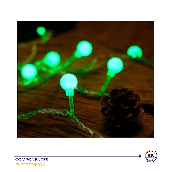 Cordão Pisca 100 Bolas Verde -  Led 8 Funções