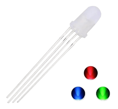 LED 5mm RGB Anodo Comum 4 pinos Difuso Leitoso