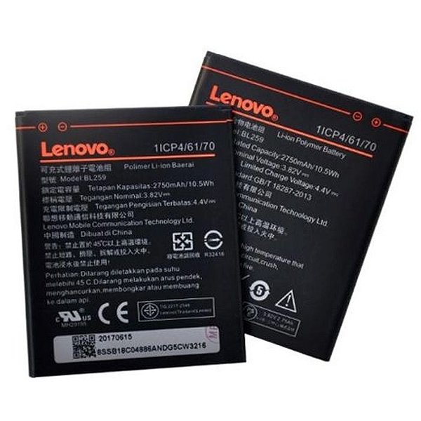 Bateria Para Celular Lenovo Vibe K5 A6020 K32c30 BL259 2750mAh - Hebrom  Eletrônicos & Informática