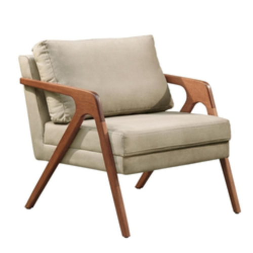 Poltrona Decorativa Mona Luxo Madeira Maciça Tecido Linho - Gustavo Decor