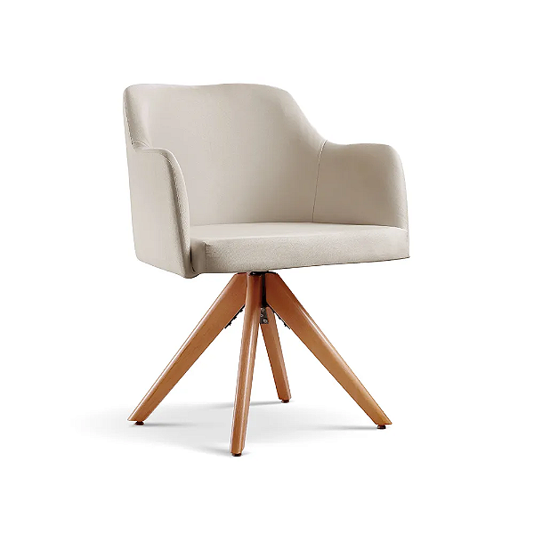 Poltronas Decorativa Giratória Eros Tecido Linho - Gustavo Decor