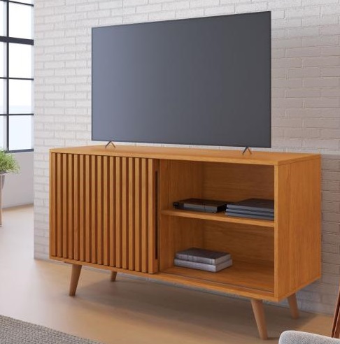 Rack Carinho para Tv de até 65 Polegadas com Porta Ripada 109 cm de Largura JCM