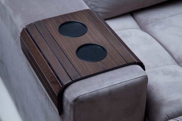 Porta Copo Sofá Esteira Bandeja Braço Flexível De Madeira