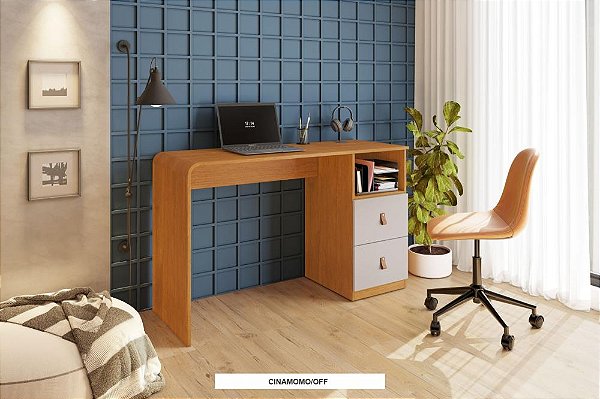 Mesa Para Computador Alice com 2 Gavetas Cinamom off