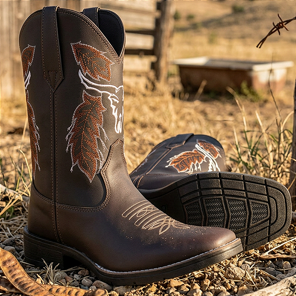 Bota Texana Masculina Country Bico Quadrado Boi