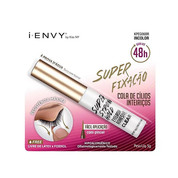 Cola cílios Super Strong Hold 48Hs Incolor Cola Super Fixação 48Hs I-Envy