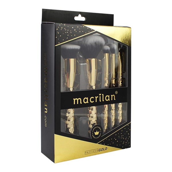 Kit com 5 Pincéis Profissionais Precious Gold Macrilan