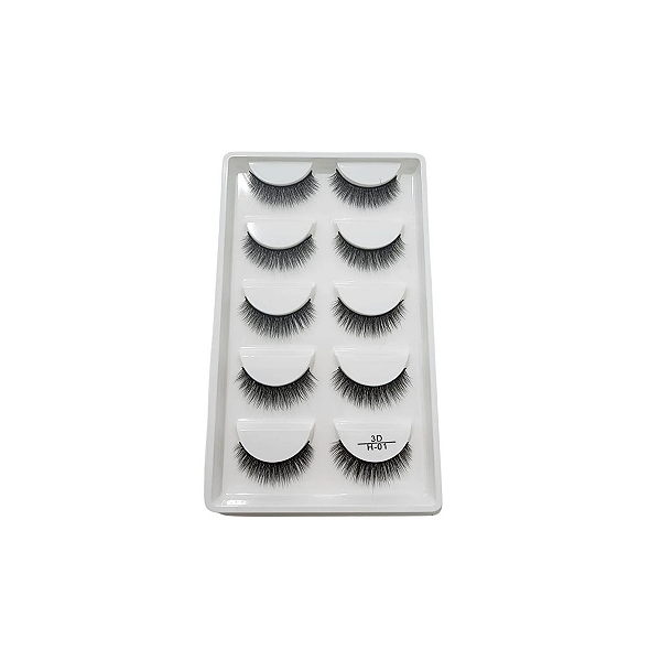 Cartela de Cílios 5 pares 3D H-01