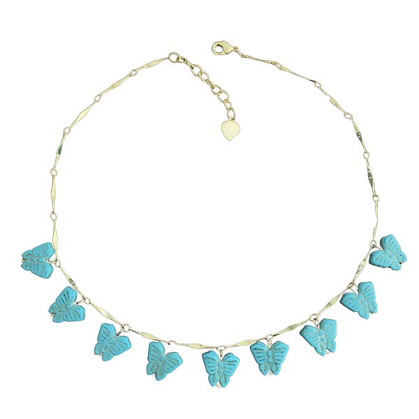 colar borboleta turquoise