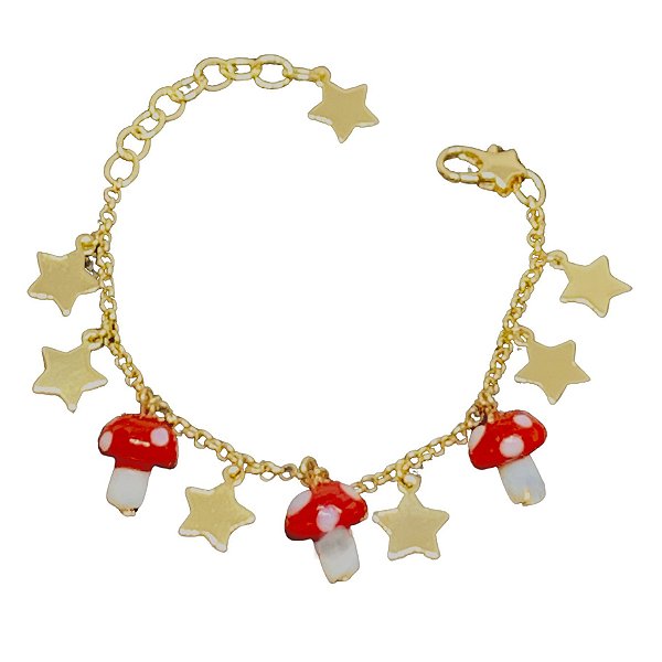 pulseira cogumelo red e estrelas