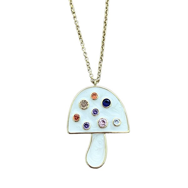 colar cogumelo esmaltado white