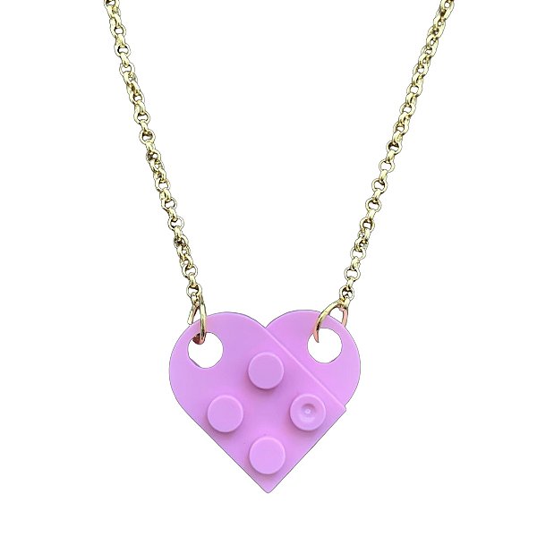colar brick cuore rosa